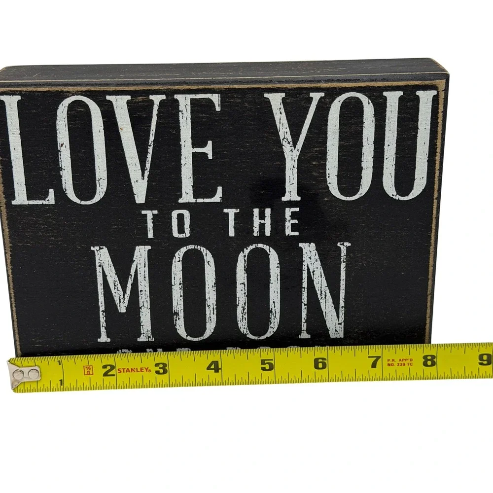 Kohls Love You To The Moon And Back Rustic Wooden Box Sign Black Distressed 8x6